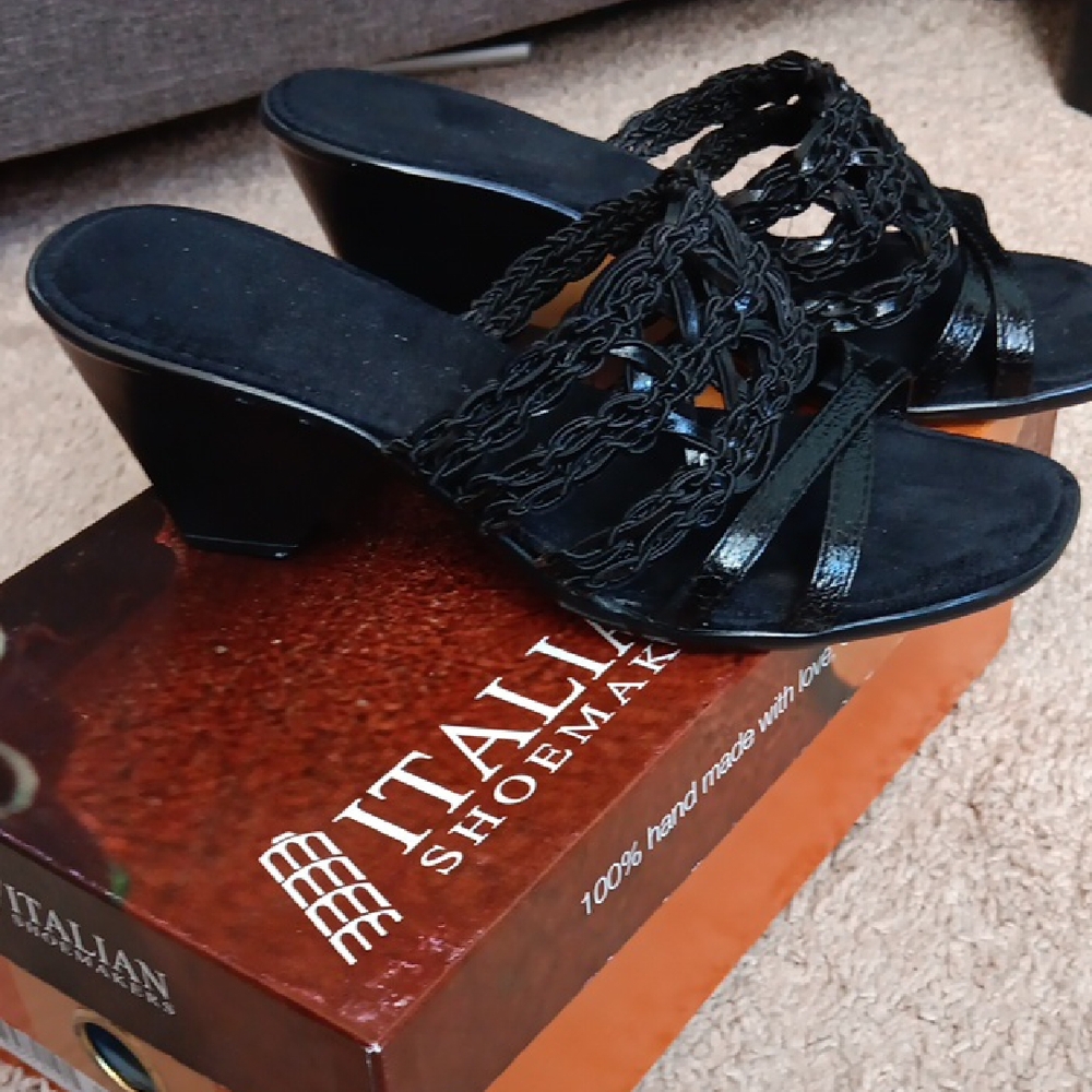 Italian Shoemakers Black Woven Mules